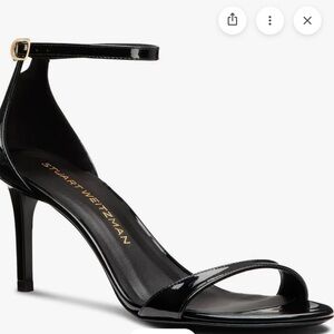 Stuart Weitzman Black Patent Minimalist Strap Heel